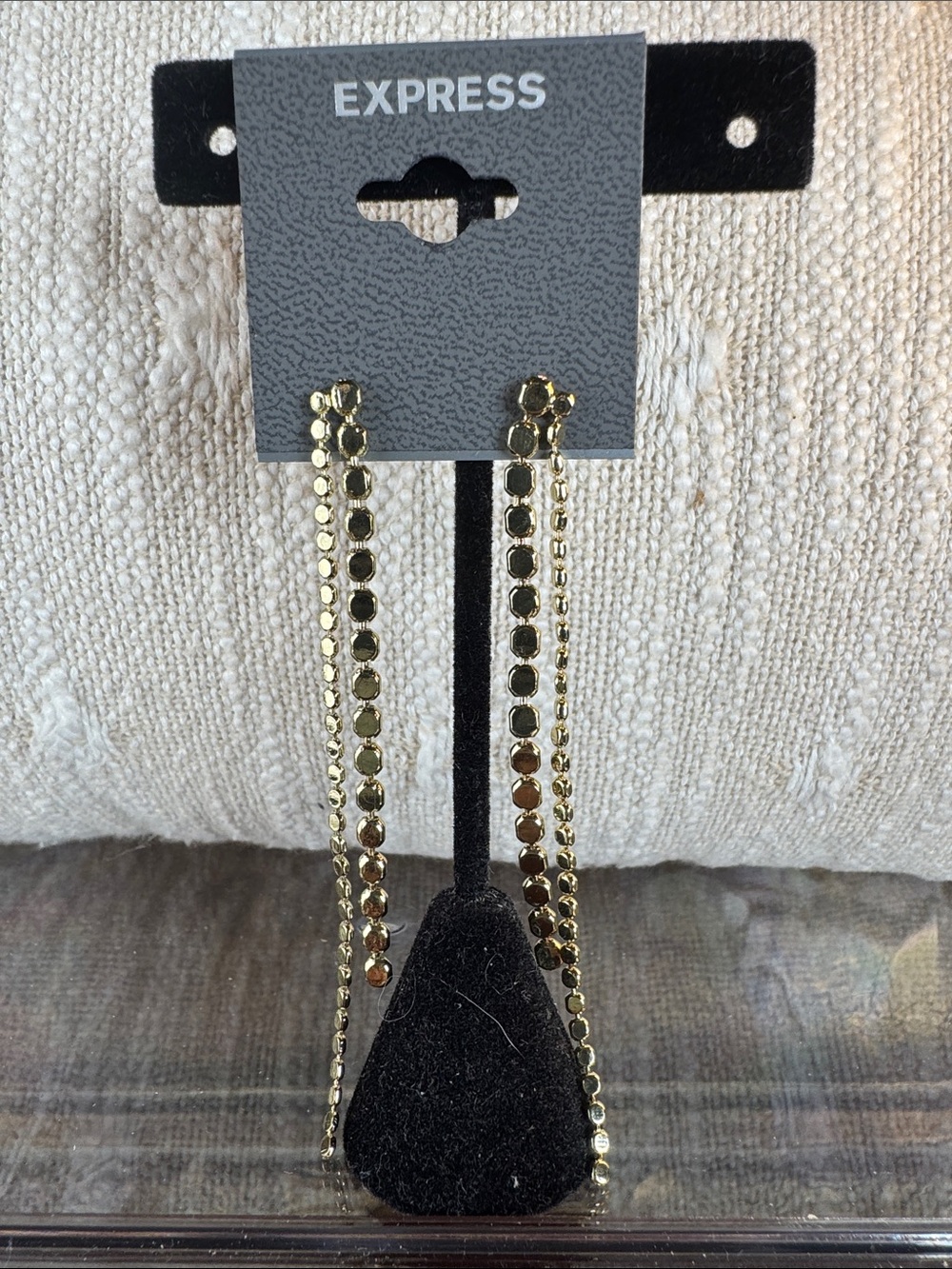 0819-Express Gold-Tone Sequin Linear Drop Earringsβ